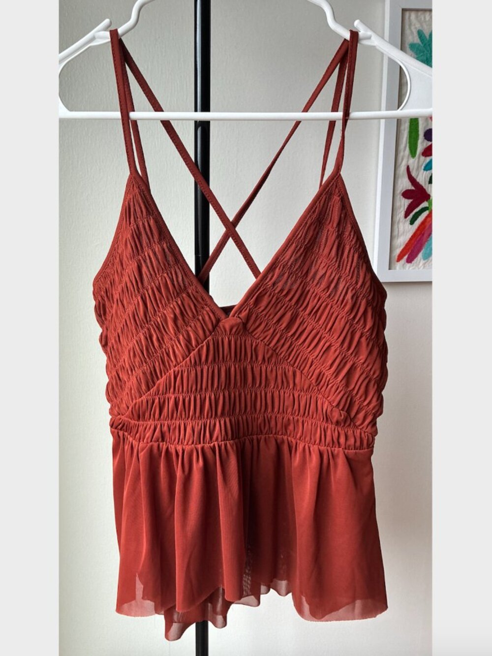 Anthropologie Rust Ruched Tank Top - Size S